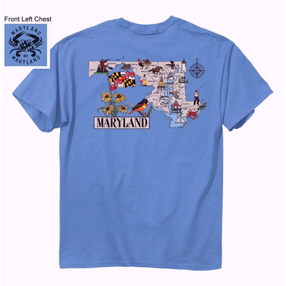 Maryland State Places and Icons Short Sleeve T-Shirt NEW Fast Ship